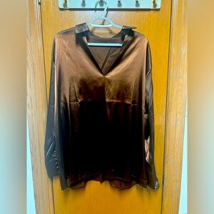 NWOT Brown satin dress shirt